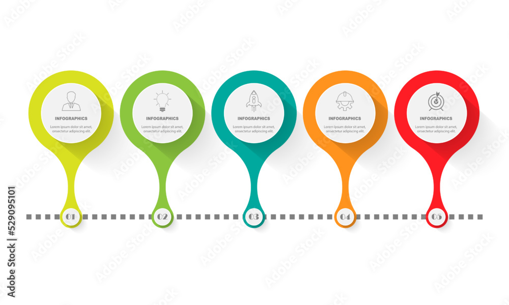vector infographic design template with 5 options or steps.