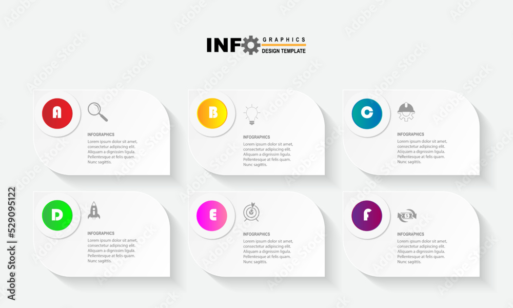 vector infographic design template with 6 option or steps. vector infographic design template with 6 option or steps.