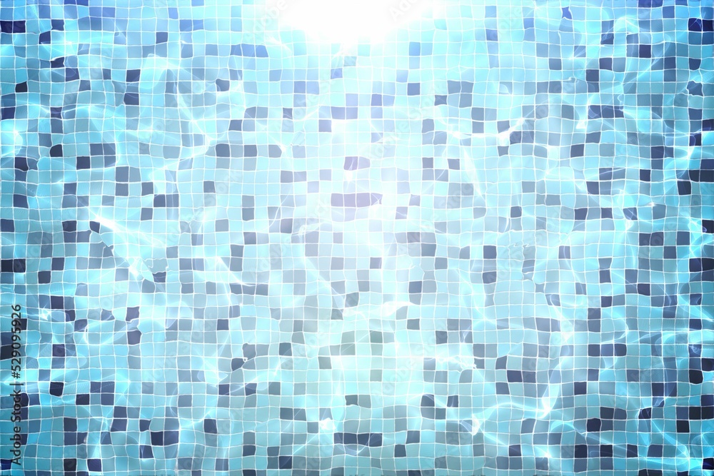 Blue mosaic pattern under water and light Blue mosaic pattern under water and light