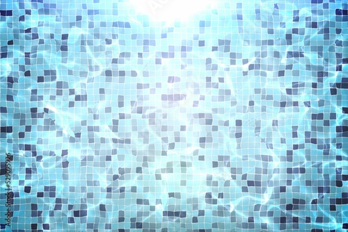 Blue mosaic pattern under water and light