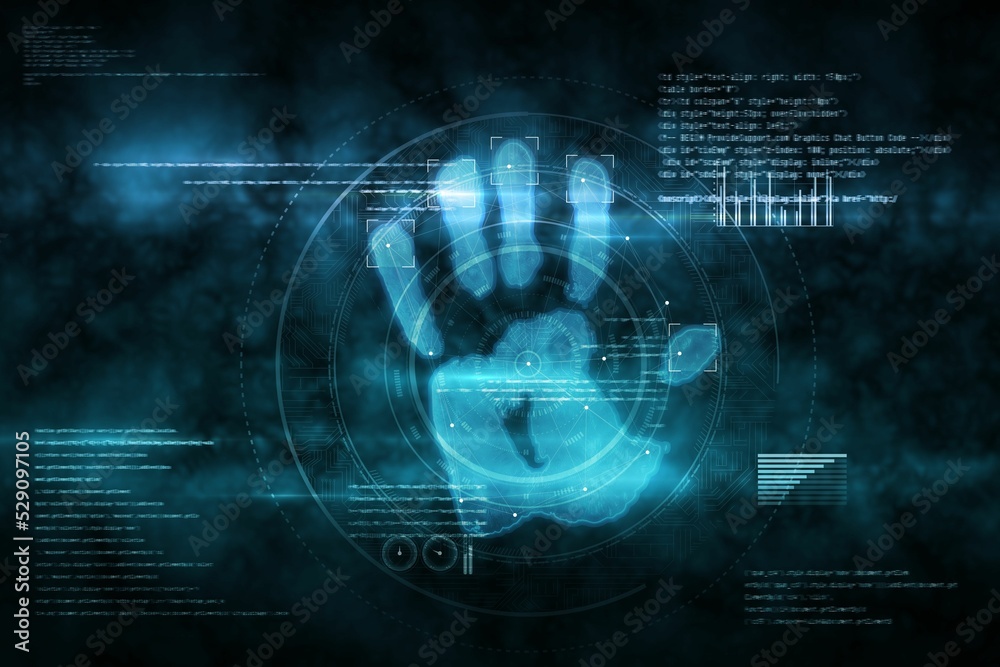 Fototapeta premium Digital security hand scan