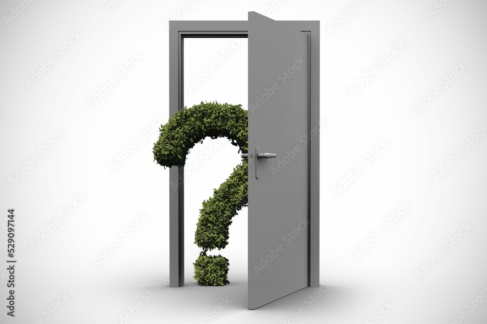 Naklejka premium Question mark out of topiary at doorway