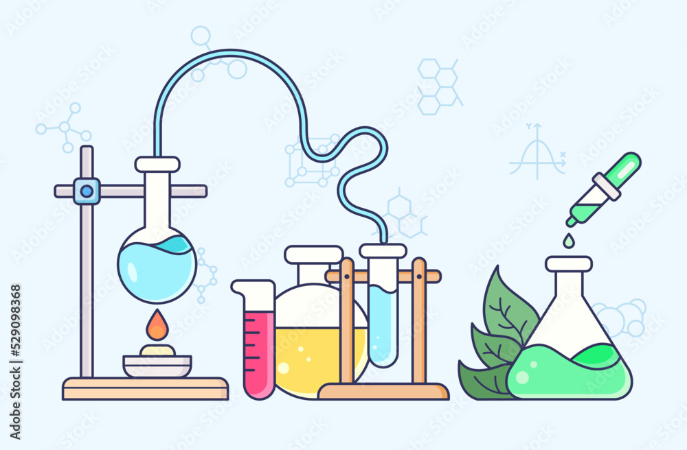 Vector illustration of a science elements. Contains such as atom ...