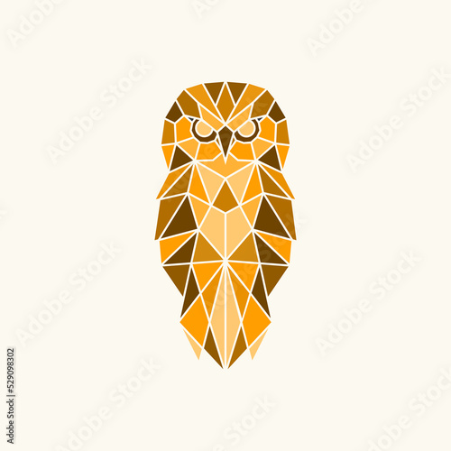 Owl geometric logo. Scandinavian style design Vector illustration