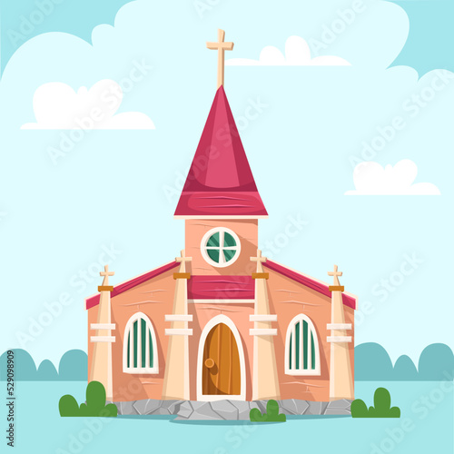 Chruch building cartoon. vector art illustration flat design