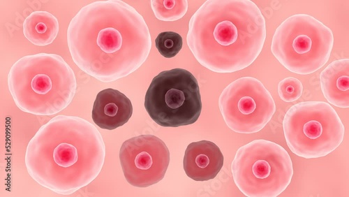 cell death 3d animation, cancer cells damage. Can be used to represent a tumor, cancer prevention or chemotherapy