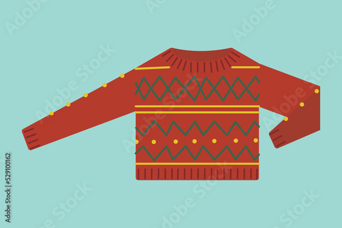 Knitted winter sweater with pattern