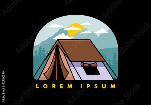 Double layer tent flat illustration badge design