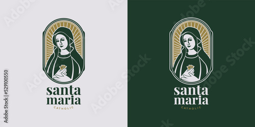 Fényképezés Santa maria catholic modern logo design inspiration
