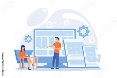 Adaptive mobile app interface, web optimization. Responsive web design, responsive website development, good UX for all screens concept. flat vector modern illustration