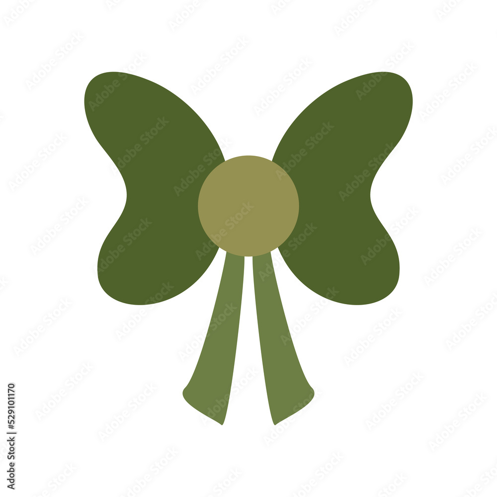 Green bow on a white background Green bow on a white background