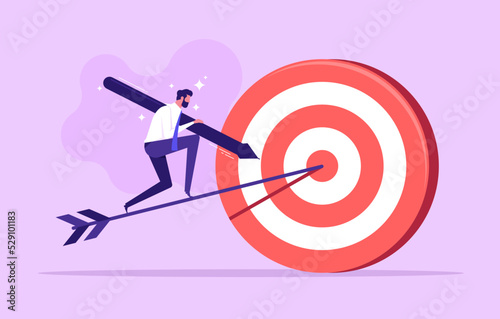 Businessman drawing arrow leading to business target, creating path to success, Business vector concept illustration