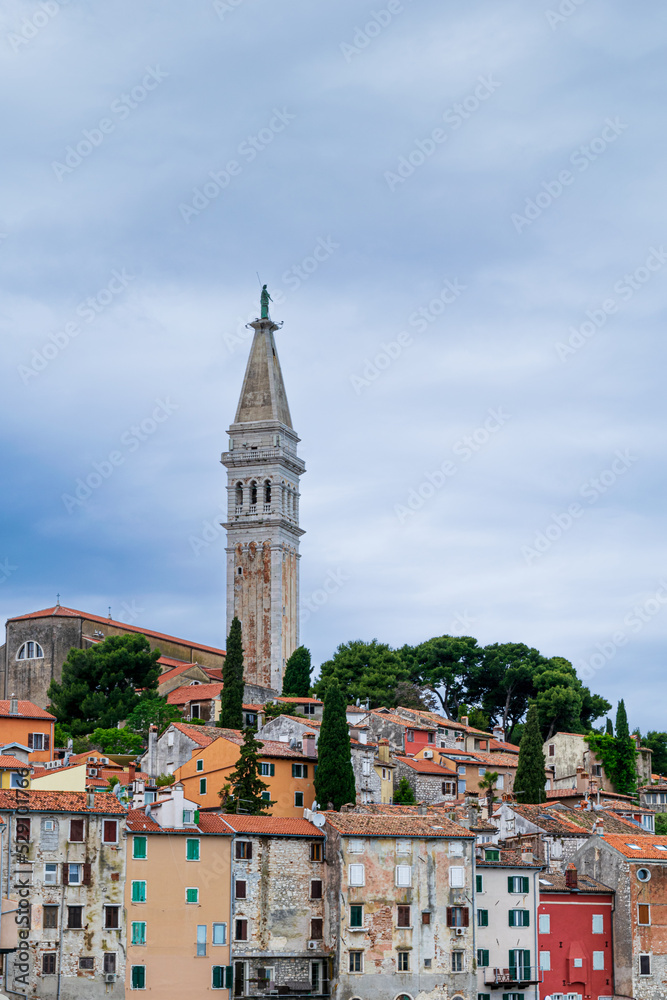 St. Euphemia's steeple rises above coastal houses of Rovinj