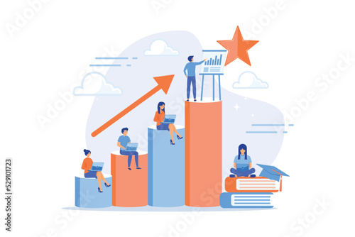 Qualification increase course, skills improvement coaching. Professional development, school authority initiative, training for teachers concept. flat vector modern illustration
