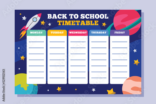 Back to School Time Table Template Galaxy Background 1