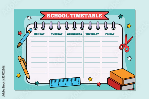 Back to School TimeTable Template Stationery Background