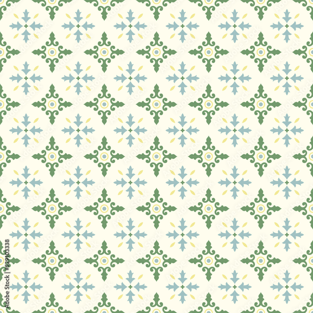 Vector Azulejo tile pattern, retro old tiles mosaic, geometric seamless pattern