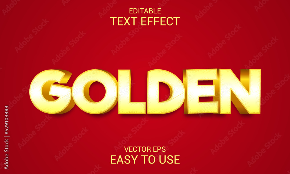Gold Editable 3d text effect style red background