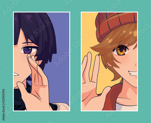 anime boys face closeup