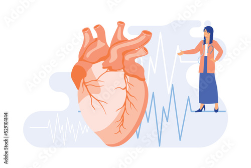 Cardiology clinic, hospital department. Healthy heart, cardiovascular prevention, healthcare industry idea design element. Electrocardiogram, EKG. flat vector modern illustration