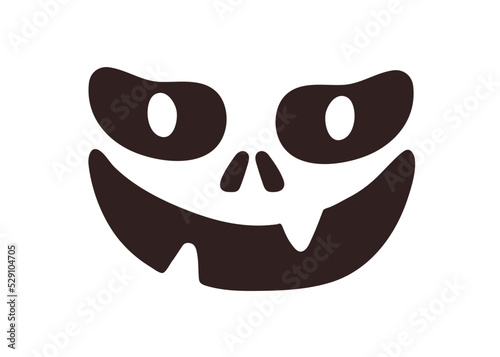 Spooky Halloween face with scary smile. Happy evil monster with eyes, mouth, ...