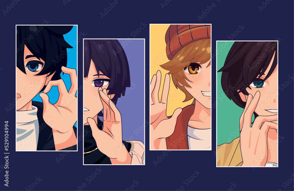 Fototapeta premium anime boys avatars