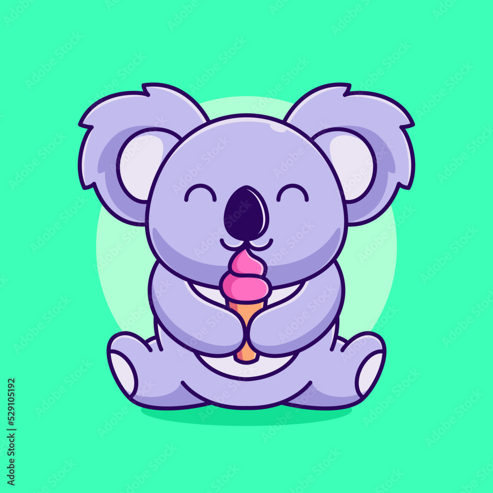 cute koala drinking ice cream vector illustration. cartoon koala with ice cream cute koala drinking ice cream vector illustration. cartoon koala with ice cream
