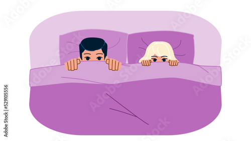 couple in bed vector. love bedroom, relationship home, morning romance, happy man, young adult lying couple in bed character. people flat cartoon illustration