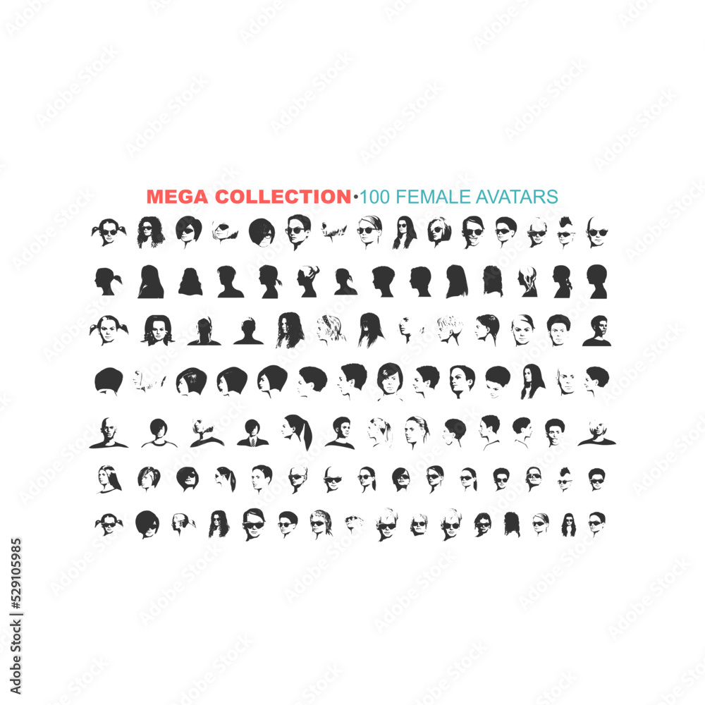 Woman realistic avatar set vector illustration. Beautiful young girls female portrait with different hair style isolated. Woman realistic avatar set vector illustration. Beautiful young girls female portrait with different hair style isolated.