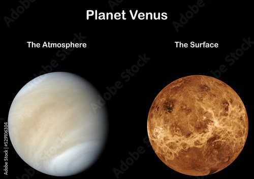 Planet venus the atmosphere and the surface. Elements of this image were furnished by NASA.