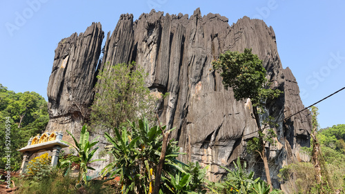 The View of Yana Caves, is known for the unusual karst rock formations, located in the Sahyadri mountain range of the Western Ghats, Sirsi, Uttara Kannada, Karnataka, India. photo