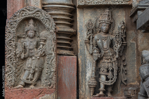 The Depicting of Lord Vishnu  Chennakeshawa Temple  Belur  Hassan  Karnataka  India.