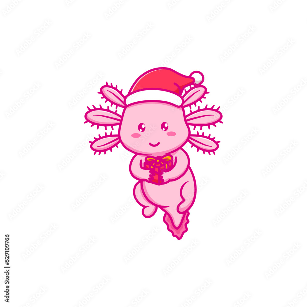 Cute axolotl design celebrate christmas