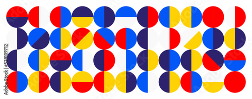 Colorful geometric circle bauhaus pattern banner background design vector.