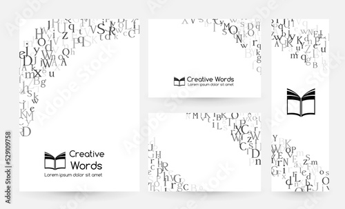 Letters. English alphabet design collection. Vector illustrations for students and children education classes and language lessons advertising.