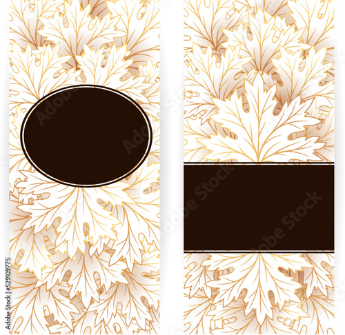 Autumn banners with fall maple tree leaves.
