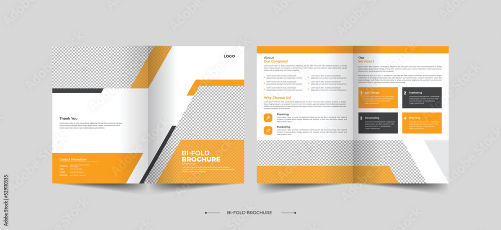 Corporate business brochure design template, Red  Yellow Modern Brochure Design, Bi-fold Brochure Template