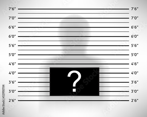 Police lineup or mugshot template with anonymous shadow.