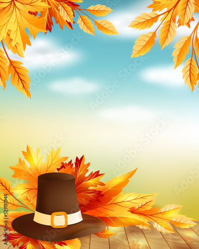 Thanksgiving poster with copy space and harvest composition