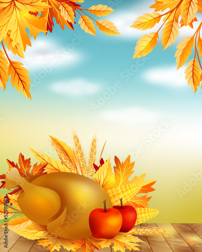 Thanksgiving poster with copy space and harvest composition