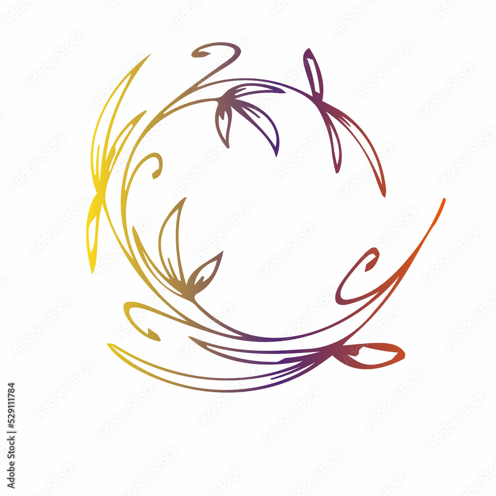 Images of a frame from a plant in a circle in bright colors