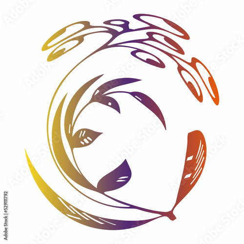 Images of a frame from a plant in a circle in bright colors