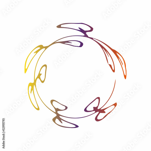 Images of a frame from a plant in a circle in bright colors