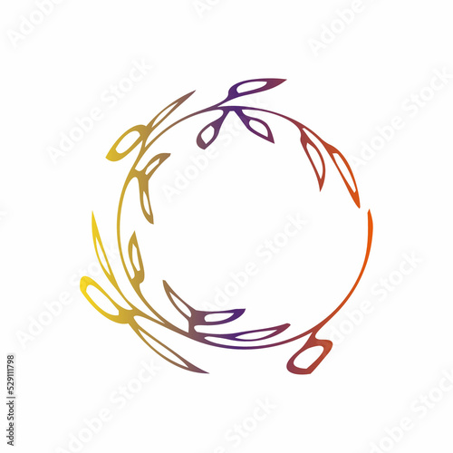 Images of a frame from a plant in a circle in bright colors