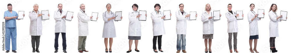 full length group of doctors with notepad isolated full length group of doctors with notepad isolated