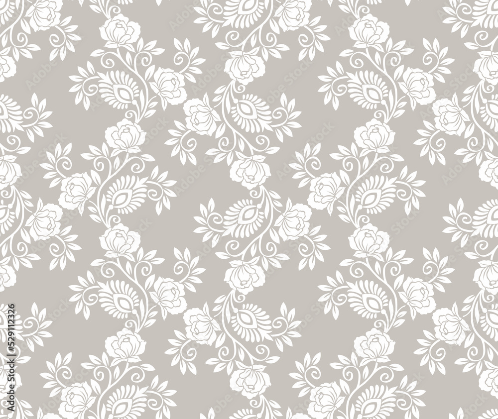 Vector damask wallpaper with rose flower