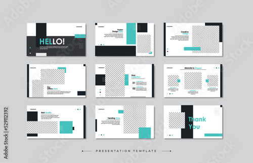 Corporate Business PowerPoint presentation design template set, Minimalist google slides template