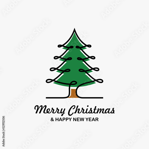 Merry Christmas logo design with fir tree