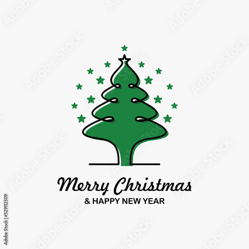 Merry Christmas logo design with fir tree
