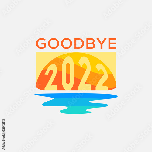 Goodbye 2022 logo design in sunset style
